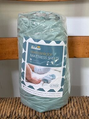 New Biloban 2-pack Green Waterproof Fitted Crib Sheets
